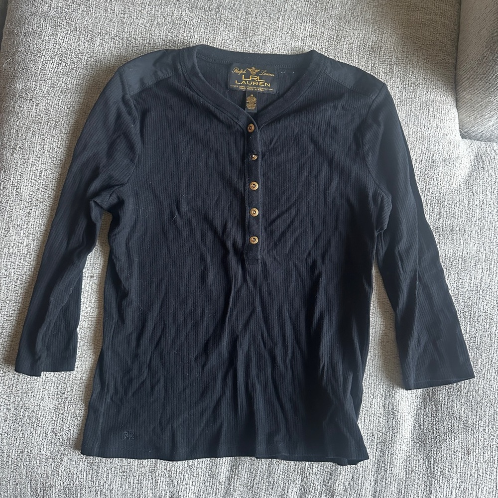 Ralph Lauren LRL Ribbed Black Button-Up
